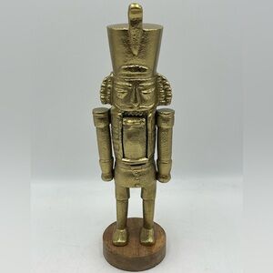 Target Threshold: Gold Figural Metal Nutcracker Sculpture on Wood Pedestal Base